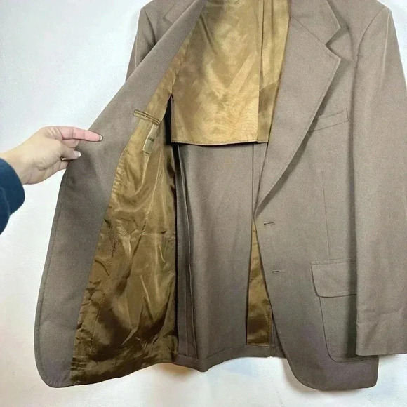 Vintage Hughes and Hatcher Sport Coat Suit Tan 1949 Usa Union Tag 40 42 Mens - Picture 11 of 13
